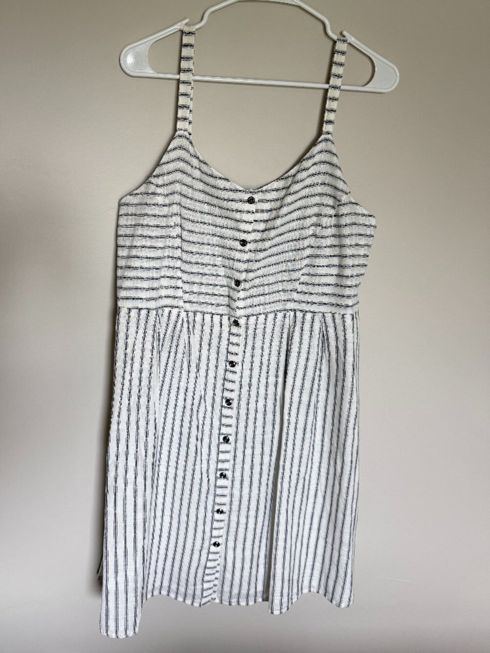 Old Navy Striped Button Front Mini Dress Smocked Back Sleeveless Size Large